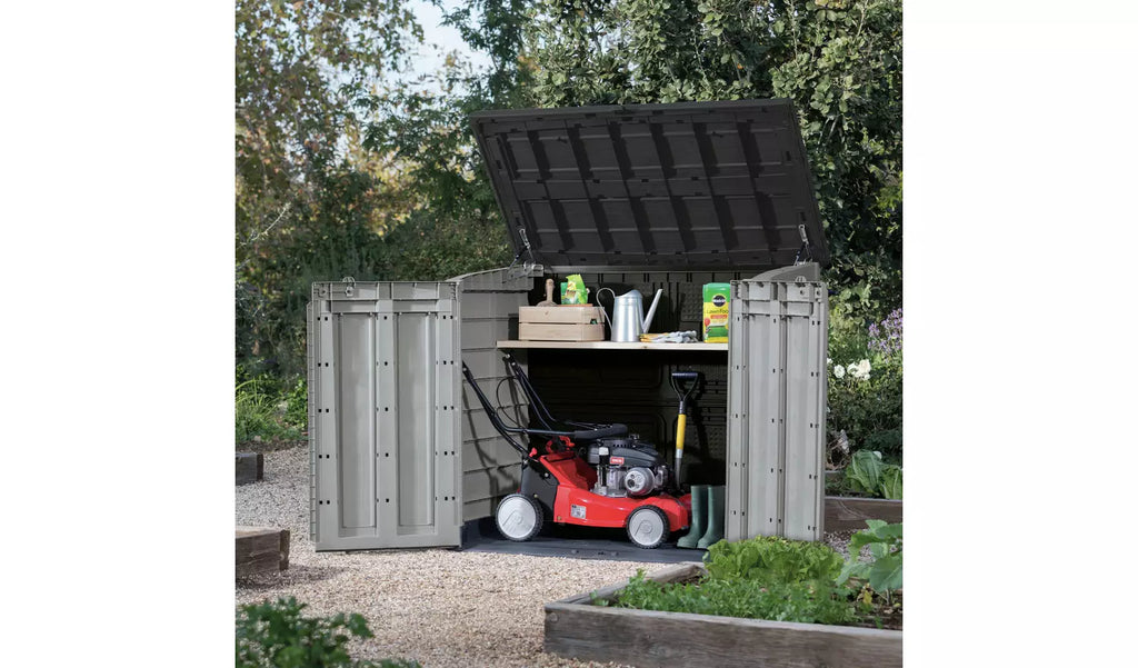 Keter Store-It-Out Max 1200L Outdoor Garden Storage Box – Grey, Weatherproof Wheelie Bin Shed