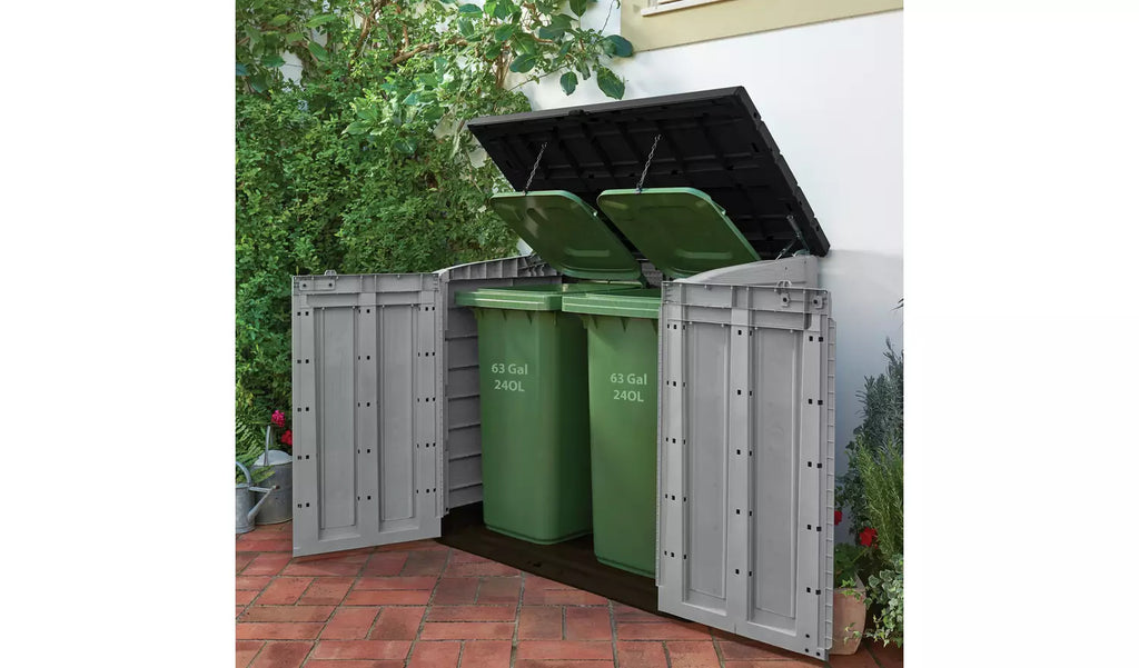 Keter Store-It-Out Max 1200L Outdoor Garden Storage Box – Grey, Weatherproof Wheelie Bin Shed